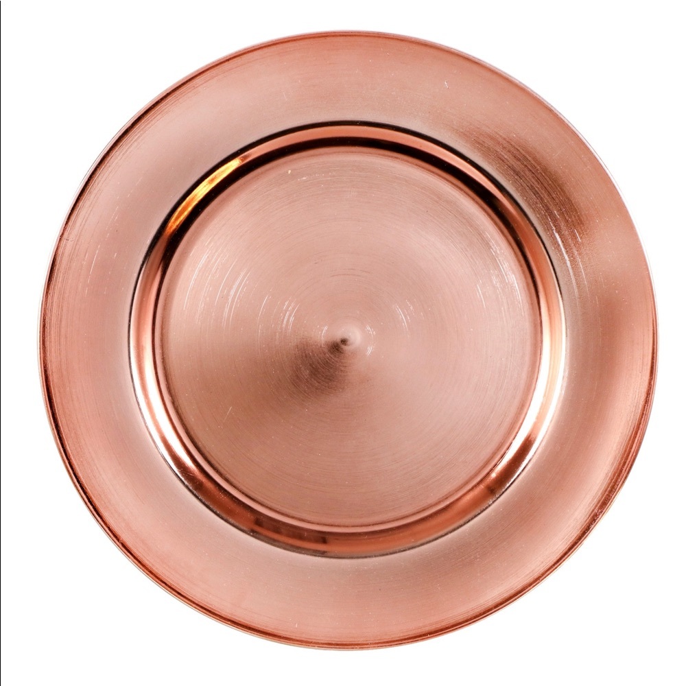 Set of 13 Metallic Rose Gold Plastic Charger Plates, 13 in. (13 available)